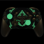 eXtremeRate Replacement Full Set Shell Faceplate Backplate Handles with Button Kit for Nintendo Switch Pro - Glow in Dark - Totem of Kingdom Black - Image 2