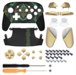 eXtremeRate Replacement Full Set Shell Faceplate Backplate Handles with Button Kit for Nintendo Switch Pro - Glow in Dark - Totem of Kingdom Black - Image 4