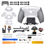 eXtremeRate SPARK Back Paddles Kit with OLED Display & Clicky Trigger Stops & Ergonomic Grips for PS5 Controller BDM-030/040/050/060 - Rubberized Clear & Gray - Image 2