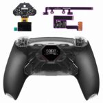eXtremeRate SPARK Back Paddles Kit with OLED Display & Clicky Trigger Stops & Ergonomic Grips for PS5 Controller BDM-030/040/050/060 - Rubberized Clear Black