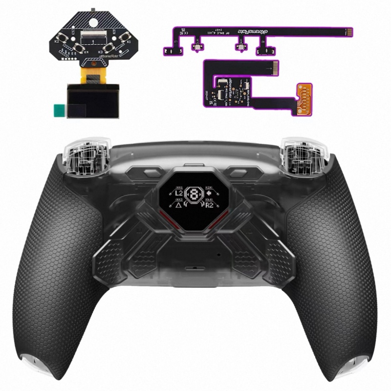 Screenshot eXtremeRate SPARK Back Paddles Kit with OLED Display & Clicky Trigger Stops & Ergonomic Grips for PS5 Controller BDM-030/040/050/060 - Rubberized Clear Black - Image 1