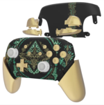 eXtremeRate Replacement Full Set Shell Faceplate Backplate Handles with Button Kit for Nintendo Switch Pro - Glow in Dark - Totem of Kingdom Black - Image 3