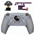 eXtremeRate SPARK Back Paddles Kit with OLED Display & Clicky Trigger Stops & Ergonomic Grips for PS5 Controller BDM-030/040/050/060 - Rubberized Gray & New Hope Gray